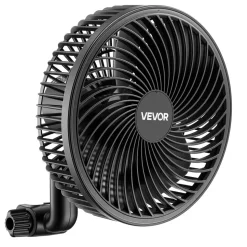 VEVOR Plant Fan, Grow Tent Clip On Fan, Type-C Port with 9 Speeds & Circulation Mode, Smart Control, Powerful Oscillating, for Hydroponics Circulation Cooling, Black, 1 Pack