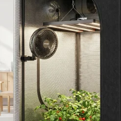 VEVOR Plant Fan, Grow Tent Clip On Fan, Type-C Port with 9 Speeds & Circulation Mode, Smart Control, Powerful Oscillating, for Hydroponics Circulation Cooling, Black, 1 Pack