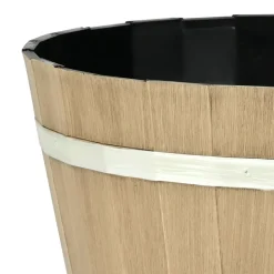 VEVOR Plant Pots, 4 Pack 11.81 inch Whiskey Barrel Planters with Drainage Holes, Large Outside Plastic Decoration Flower Pot Imitation Wine Barrel Design for Indoor Outdoor Garden Home Plants, Brown