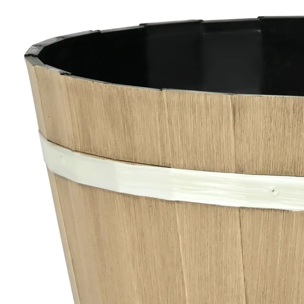 VEVOR Plant Pots, 4 Pack 11.81 inch Whiskey Barrel Planters with Drainage Holes, Large Outside Plastic Decoration Flower Pot Imitation Wine Barrel Design for Indoor Outdoor Garden Home Plants, Brown