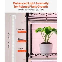 VEVOR Plant Shelf with Grow Light, 6-Tier Indoor Plant Stand, 71in Tall Indoor Plants Display Rack with Wheels & Timer, 150W 3800K Full Spectrum Grow Lights, Metal Flower Pot Holder for Seed Starting