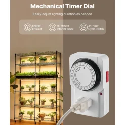 VEVOR Plant Shelf with Grow Light, 6-Tier Indoor Plant Stand, 71in Tall Plants Display Rack with Wheels & 4/9/14H Timer, 150W 3-Color Full Spectrum Grow Lights, Flower Pot Holder for Seed Starting