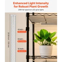 VEVOR Plant Shelf with Grow Light, 6-Tier Indoor Plant Stand, 71in Tall Plants Display Rack with Wheels & 4/9/14H Timer, 150W 3-Color Full Spectrum Grow Lights, Flower Pot Holder for Seed Starting