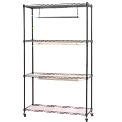 VEVOR Plant Shelf with Grow Light, 4-Tier Indoor Plant Stand, 59in Tall Plants Display Rack with Wheels, 90W 3-Color Full Spectrum Grow Lights, Heavy Duty Metal Flower Pot Holder for Seed Starting