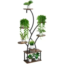 VEVOR Plant Stand Indoor with Grow Lights, 62 in Tall 8-Tier Lighted Plant Shelf, Metal Corner Plants Holder, 3 Timer & 10 Brightness, Tree-Shaped Flower Display Rack for Living Room Balcony Decor