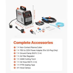 VEVOR Plasma Cutter, 65A Non-Touch Pilot Arc Plasma Cutting Machine, 110V/220V Dual Voltage Digital Display IGBT Inverter - with 2T/4T Function & Adjustable PA/PT Time for Home Repairs, Workshops