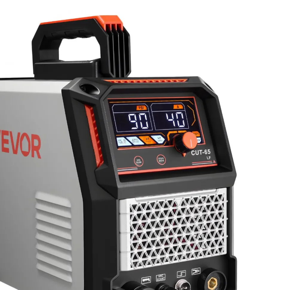 VEVOR Plasma Cutter, 65A Non-Touch Pilot Arc Plasma Cutting Machine Non-High Frequency - with 2T/4T Function & Adjustable PT Time, 110V/220V Dual Voltage Digital Display IGBT Inverter