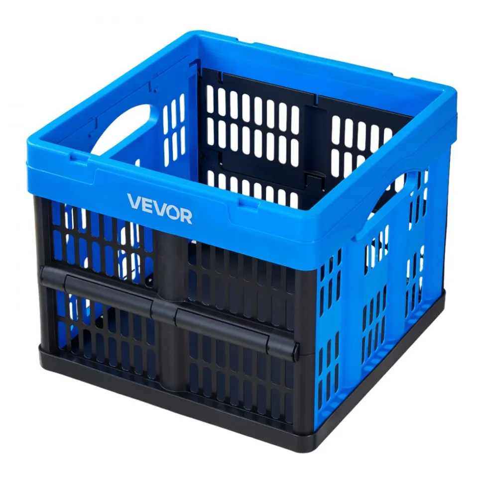 VEVOR Plastic Collapsible Storage Bins, 25L 3 Packs, Stackable Folding Storage Crates with Handles, Holds 22 lbs Per Bin, Foldable Heavy Duty Containers, Space-Saving Baskets, for Home Organizing