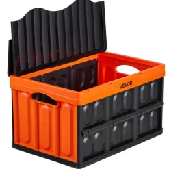 VEVOR Plastic Collapsible Storage Basket, 45L 3 Packs, Folding Stackable Storage Containers/Bins with Handles, Large Heavy Duty Containers for Clothes, Toys, Books, Snack, Shoes and Grocery Organizing