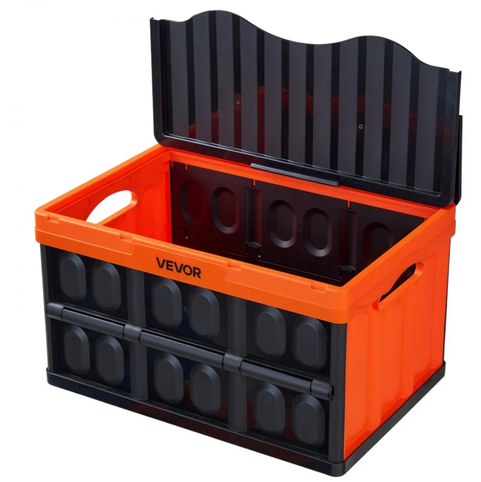 VEVOR Plastic Collapsible Storage Basket, 45L 3 Packs, Folding Stackable Storage Containers/Bins with Handles, Large Heavy Duty Containers for Clothes, Toys, Books, Snack, Shoes and Grocery Organizing