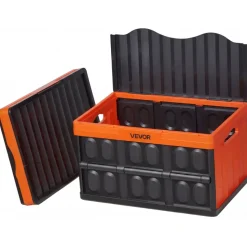 VEVOR Plastic Collapsible Storage Basket, 45L 3 Packs, Folding Stackable Storage Containers/Bins with Handles, Large Heavy Duty Containers for Clothes, Toys, Books, Snack, Shoes and Grocery Organizing