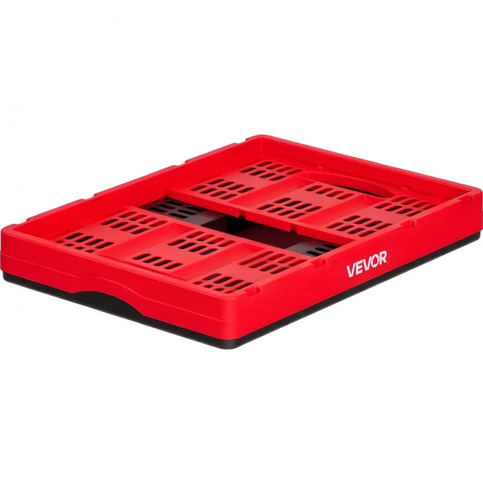 VEVOR Plastic Collapsible Storage Bins, 32L 3 Packs, Stackable Folding Storage Crates with Handles, Holds 26 lbs Per Bin, Foldable Heavy Duty Containers, Space-Saving Baskets, for Home Organizing
