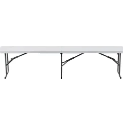 VEVOR Plastic Folding Bench, 6 ft Portable Bench for Indoor/Outdoor Picnic Party Patio Camping Dining, Foldable Smooth HDPE Seat for Garden Soccer Multipurpose Entertaining Activities, 1 Pack, White