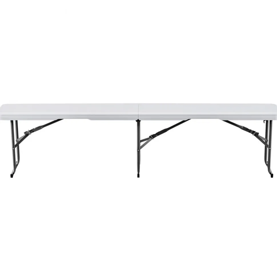 VEVOR Plastic Folding Bench, 6 ft Portable Bench for Indoor/Outdoor Picnic Party Patio Camping Dining, Foldable Smooth HDPE Seat for Garden Soccer Multipurpose Entertaining Activities, 1 Pack, White
