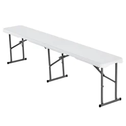 VEVOR Plastic Folding Bench, 6 ft Portable Bench for Indoor/Outdoor Picnic Party Patio Camping Dining, Foldable Smooth HDPE Seat for Garden Soccer Multipurpose Entertaining Activities, 2 Pack, White