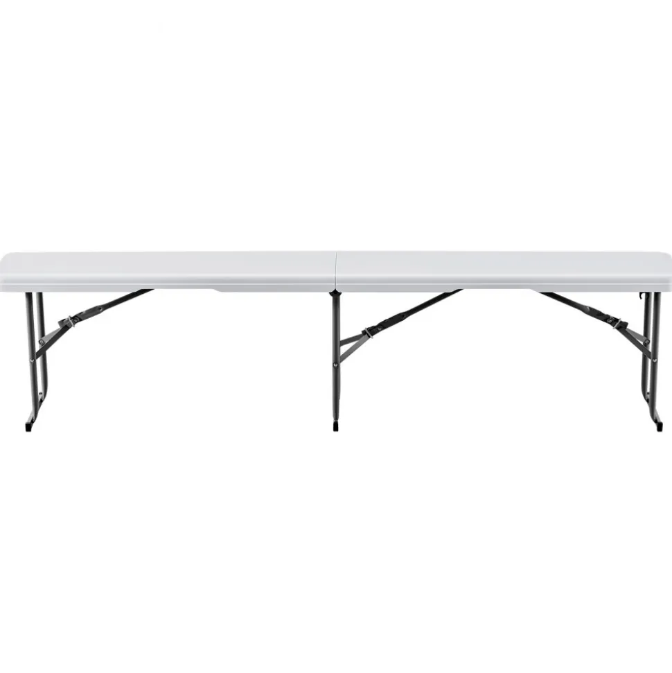 VEVOR Plastic Folding Bench, 6 ft Portable Bench for Indoor/Outdoor Picnic Party Patio Camping Dining, Foldable Smooth HDPE Seat for Garden Soccer Multipurpose Entertaining Activities, 2 Pack, White