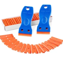 VEVOR Plastic Razor Blade Scraper, 2PCS Scraper Tool, 120PCS Plastic Blades, Cleaning Scraper Remover for Stickers, Decals, Adhesive, Labels, Paint from Glass, Car, Window, Caulk, No Scratches, Blue