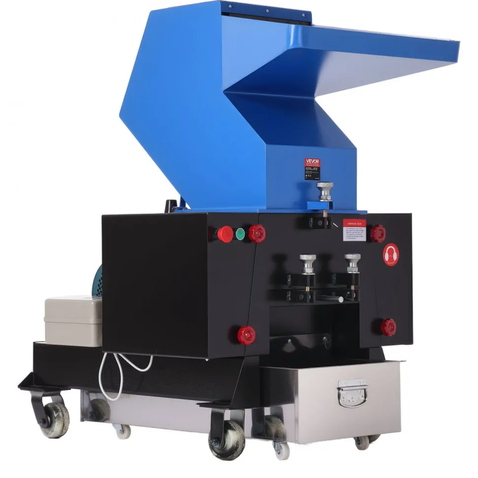 VEVOR Plastic Shredder Crusher, 5.5HP/4.0KW Plastic Grinder Granulator, 150-200kg/h Capacity Pulverizer Recycling Machine with Wheels, SDK-11 Blade & 8mm Mesh for PVC PTFE (220V 60Hz 3-Phase)