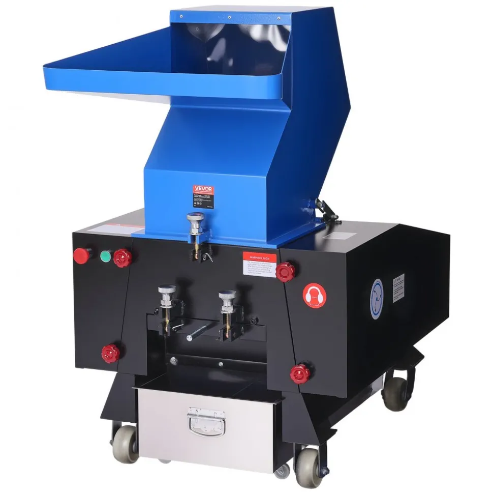 VEVOR Plastic Shredder Crusher, 5.5HP/4.0KW Plastic Grinder Granulator, 150-200kg/h Capacity Pulverizer Recycling Machine with Wheels, SDK-11 Blade & 8mm Mesh for PVC PTFE (220V 60Hz 3-Phase)