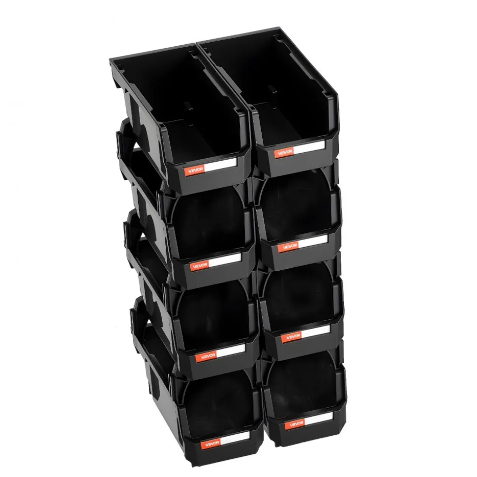 VEVOR Plastic Stackable Storage Bins, 14.8 x 8.5 x 7.1 inch (6 Pack), Plastic Containers for Organizing & Storage Bins for Closet, Garage, Small Parts, Office Supplies, Other Accessories, Transparent