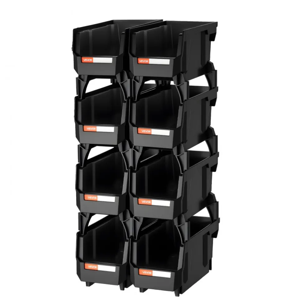 VEVOR Plastic Stackable Storage Bins, 14.8 x 8.5 x 7.1 inch (6 Pack), Plastic Containers for Organizing & Storage Bins for Closet, Garage, Small Parts, Office Supplies, Other Accessories, Transparent