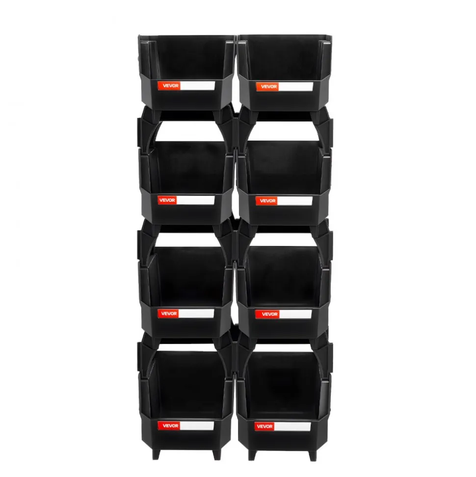 VEVOR Plastic Stackable Storage Bins, 14.8 x 8.5 x 7.1 inch (6 Pack), Plastic Containers for Organizing & Storage Bins for Closet, Garage, Small Parts, Office Supplies, Other Accessories, Transparent