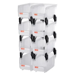 VEVOR Plastic Stackable Storage Bins, 10.9 x 5.5 x 5.1 inch (8 Pack), Plastic Containers for Organizing & Storage Bins for Closet, Garage, Small Parts, Office Supplies, Other Accessories, Transparent