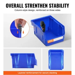 VEVOR Plastic Storage Bin, (5-Inch x 4-Inch x 3-Inch), Hanging Stackable Storage Organizer Bin, Blue/Red, 24-Pack, Heavy Duty Stacking Containers for Closet, Kitchen, Office, or Pantry Organization