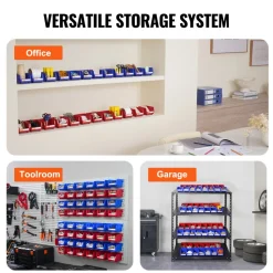 VEVOR Plastic Storage Bin, (5-Inch x 4-Inch x 3-Inch), Hanging Stackable Storage Organizer Bin, Blue/Red, 24-Pack, Heavy Duty Stacking Containers for Closet, Kitchen, Office, or Pantry Organization