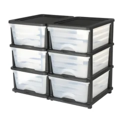 VEVOR Plastic Storage Drawers, 2 Pack Storage Organizer Drawer, 6 Drawers Closet Organization and Storage Dividers, Dresser Organizer Clear Bins for Office Supplies, Craft Rooms, Classrooms and Home
