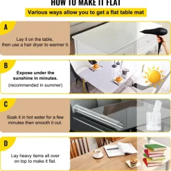 VEVOR Plastic Table Cover 42 x 72 Inch, 1.5 mm Thick Clear Table Protector, Rectangle Clear Desk Mat, Waterproof & Easy Cleaning for Office Dresser Night Stand