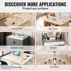VEVOR Plastic Table Cover, 40 x 80 Inch 2.0 mm Thick Clear Table Protector, Rectangle PVC Desk Mat, Waterproof & Easy Cleaning Desk Pad Tablecloth, for Office Dresser Dining Room Table Night Stand