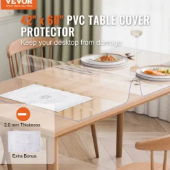VEVOR Plastic Table Cover, 40 x 80 Inch 2.0 mm Thick Clear Table Protector, Rectangle PVC Desk Mat, Waterproof & Easy Cleaning Desk Pad Tablecloth, for Office Dresser Dining Room Table Night Stand