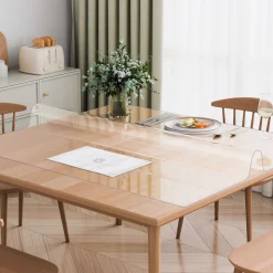 VEVOR Plastic Table Cover, 48 x 48 Inch 2.0 mm Thick Clear Table Protector, Round PVC Desk Mat, Waterproof & Easy Cleaning Desk Pad Tablecloth, for Office Dresser Dining Room Table Night Stand