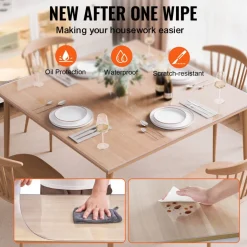 VEVOR Plastic Table Cover, 48 x 48 Inch 2.0 mm Thick Clear Table Protector, Round PVC Desk Mat, Waterproof & Easy Cleaning Desk Pad Tablecloth, for Office Dresser Dining Room Table Night Stand