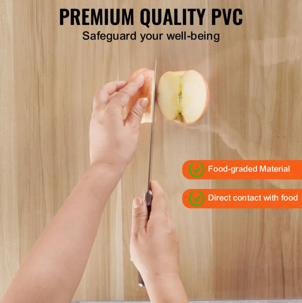 VEVOR Plastic Table Cover, 48 x 48 Inch 2.0 mm Thick Clear Table Protector, Round PVC Desk Mat, Waterproof & Easy Cleaning Desk Pad Tablecloth, for Office Dresser Dining Room Table Night Stand