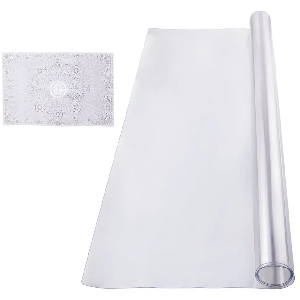 VEVOR Plastic Table Cover, 48 x 48 Inch 2.0 mm Thick Clear Table Protector, Round PVC Desk Mat, Waterproof & Easy Cleaning Desk Pad Tablecloth, for Office Dresser Dining Room Table Night Stand
