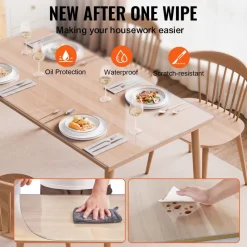 VEVOR Plastic Table Cover, 30 x 60 Inch 1.5 mm Thick Clear Table Protector, Rectangle PVC Desk Mat, Waterproof & Easy Cleaning Desk Pad Tablecloth, for Office Dresser Dining Room Table Night Stand