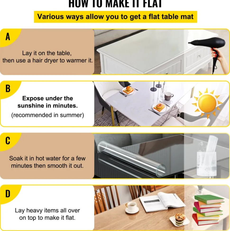 VEVOR Plastic Table Cover, 42 x 96 Inch 1.5 mm Thick Clear Table Protector, Rectangle PVC Desk Mat, Waterproof & Easy Cleaning Desk Pad Tablecloth, for Office Dresser Dining Room Table Night Stand