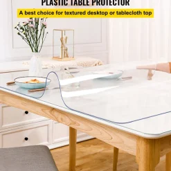 VEVOR Plastic Table Cover, 42 x 96 Inch 1.5 mm Thick Clear Table Protector, Rectangle PVC Desk Mat, Waterproof & Easy Cleaning Desk Pad Tablecloth, for Office Dresser Dining Room Table Night Stand