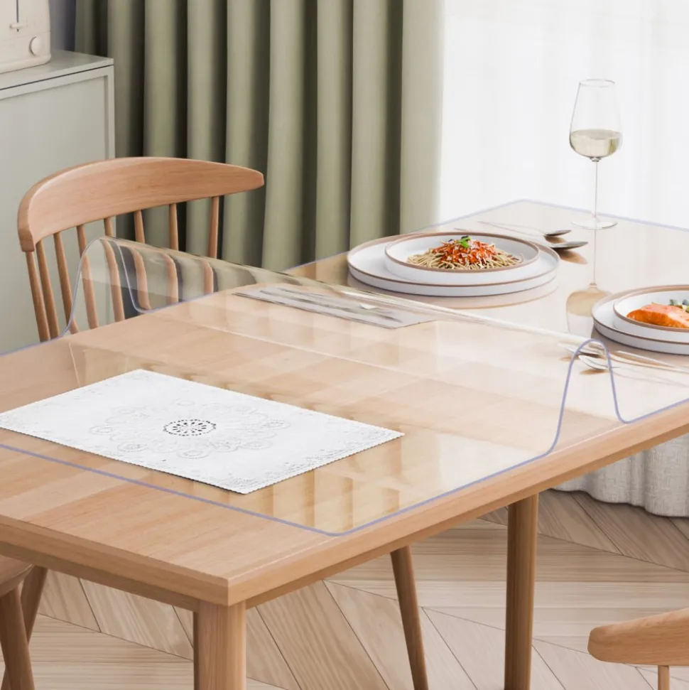 VEVOR Plastic Table Cover, 42 x 72 Inch 2.0 mm Thick Clear Table Protector, Rectangle PVC Desk Mat, Waterproof & Easy Cleaning Desk Pad Tablecloth, for Office Dresser Dining Room Table Night Stand