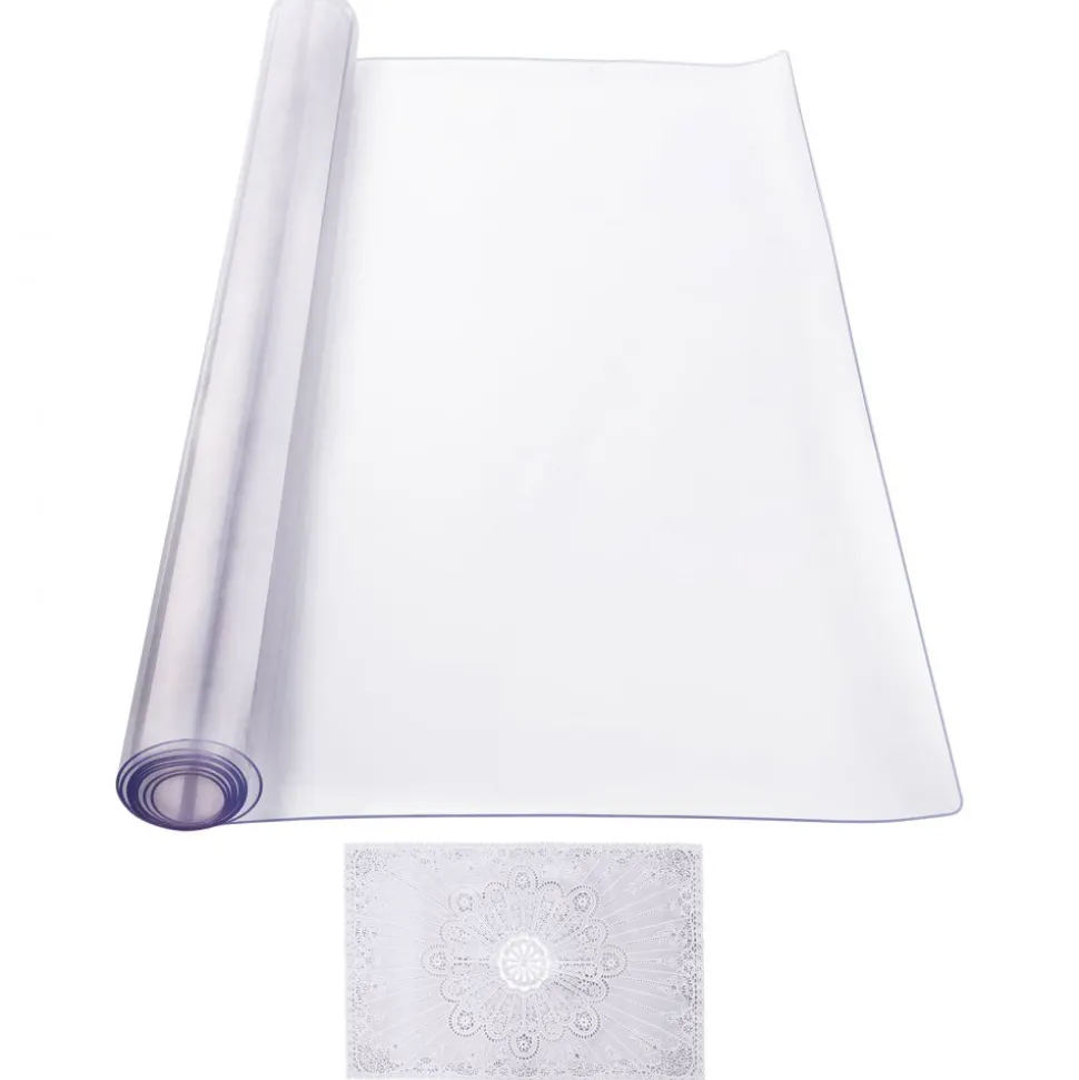 VEVOR Plastic Table Cover, 24 x 96 Inch 1.5 mm Thick Clear Table Protector, Rectangle PVC Desk Mat, Waterproof & Easy Cleaning Desk Pad Tablecloth, for Office Dresser Dining Room Table Night Stand