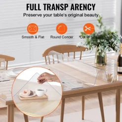 VEVOR Plastic Table Cover, 24 x 96 Inch 1.5 mm Thick Clear Table Protector, Rectangle PVC Desk Mat, Waterproof & Easy Cleaning Desk Pad Tablecloth, for Office Dresser Dining Room Table Night Stand