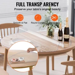VEVOR Plastic Table Cover, 40 x 60 Inch 1.5 mm Thick Clear Table Protector, Rectangle PVC Desk Mat, Waterproof & Easy Cleaning Desk Pad Tablecloth, for Office Dresser Dining Room Table Night Stand