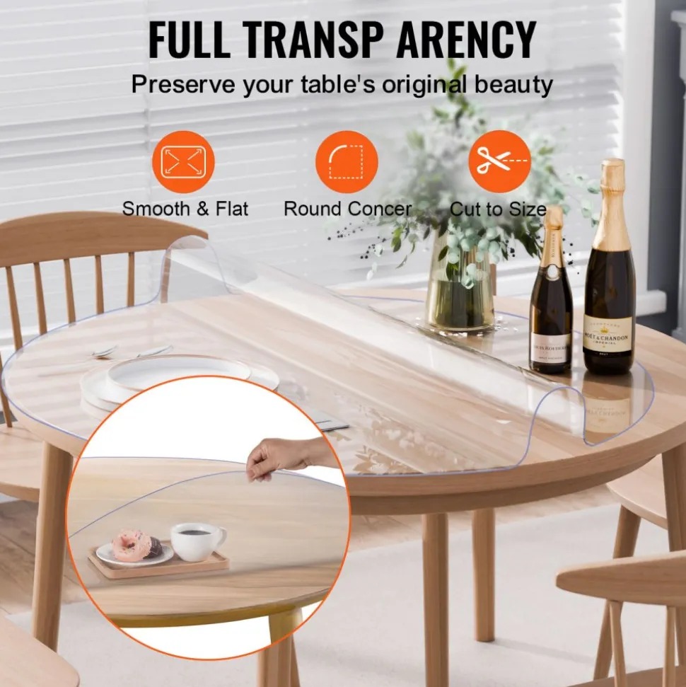 VEVOR Plastic Table Cover, 40 x 60 Inch 1.5 mm Thick Clear Table Protector, Rectangle PVC Desk Mat, Waterproof & Easy Cleaning Desk Pad Tablecloth, for Office Dresser Dining Room Table Night Stand