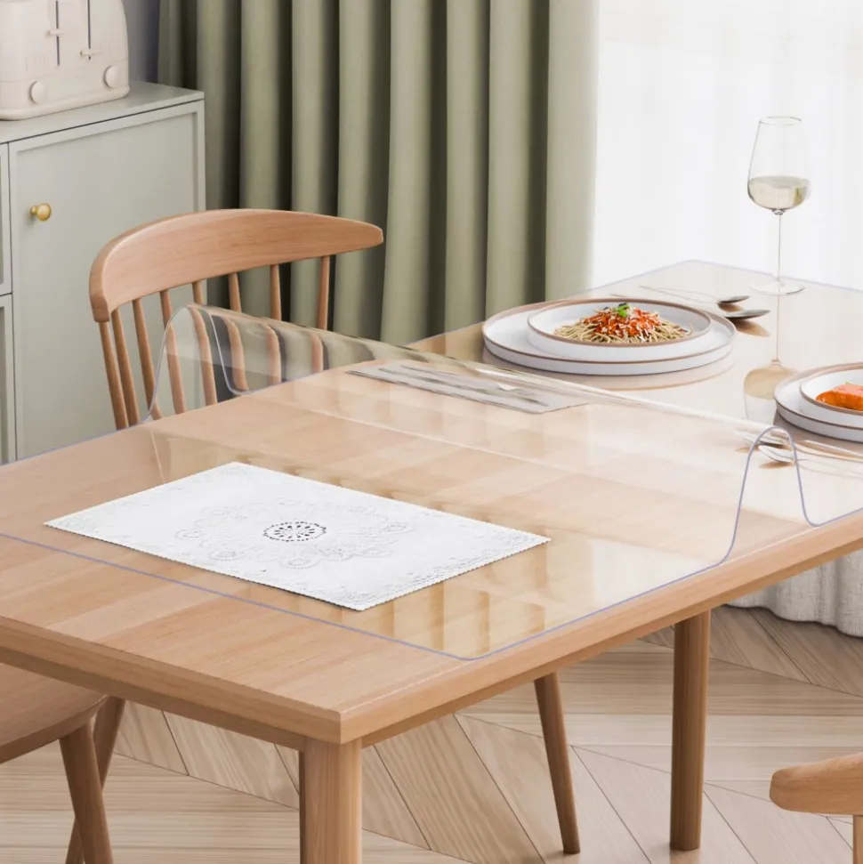 VEVOR Plastic Table Cover, 36 x 48 Inch 1.5 mm Thick Clear Table Protector, Rectangle PVC Desk Mat, Waterproof & Easy Cleaning Desk Pad Tablecloth, for Office Dresser Dining Room Table Night Stand