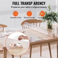 VEVOR Plastic Table Cover, 36 x 48 Inch 1.5 mm Thick Clear Table Protector, Rectangle PVC Desk Mat, Waterproof & Easy Cleaning Desk Pad Tablecloth, for Office Dresser Dining Room Table Night Stand