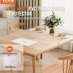 VEVOR Plastic Table Cover, 42 x 60 Inch 1.5 mm Thick Frosted Table Protector, Rectangle PVC Desk Mat, Waterproof & Easy Cleaning Desk Pad Tablecloth, for Office Dresser Dining Room Table Night Stand
