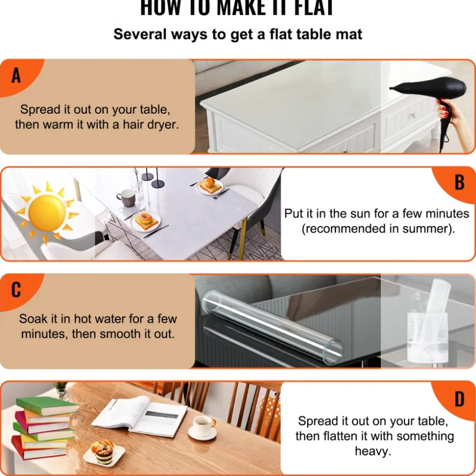 VEVOR Plastic Table Cover, 45"x100"x0.06", Transparent PVC Table Protector, Rectangle Clear Desk Mat, Water Oil Proof Table Cover for Dining Table Coffer Table Kitchen Worktable Dresser Cabinet, etc.