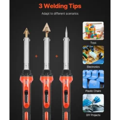 VEVOR Plastic Welder Kit, 60W/100W Dual-Power Plastic Welding Soldering Iron with 3 Welding Tips and 20 Welding Rods, Professional Plastic Repair Welding Tool for Car Bumper, Kayaks, Toys, Electronics